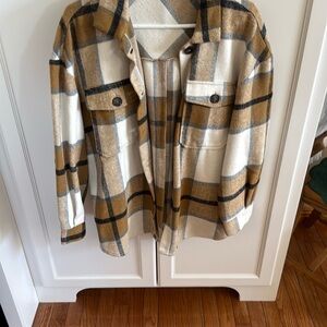 Plaid Button-Up Shirt Jacket